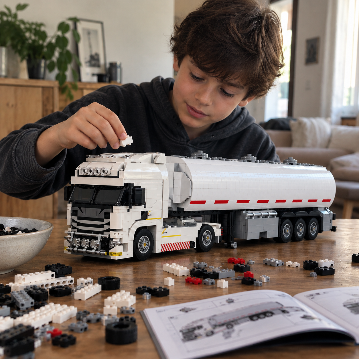 TechBricks Truck & Container Trailer Building Block Set — up to 699 pieces