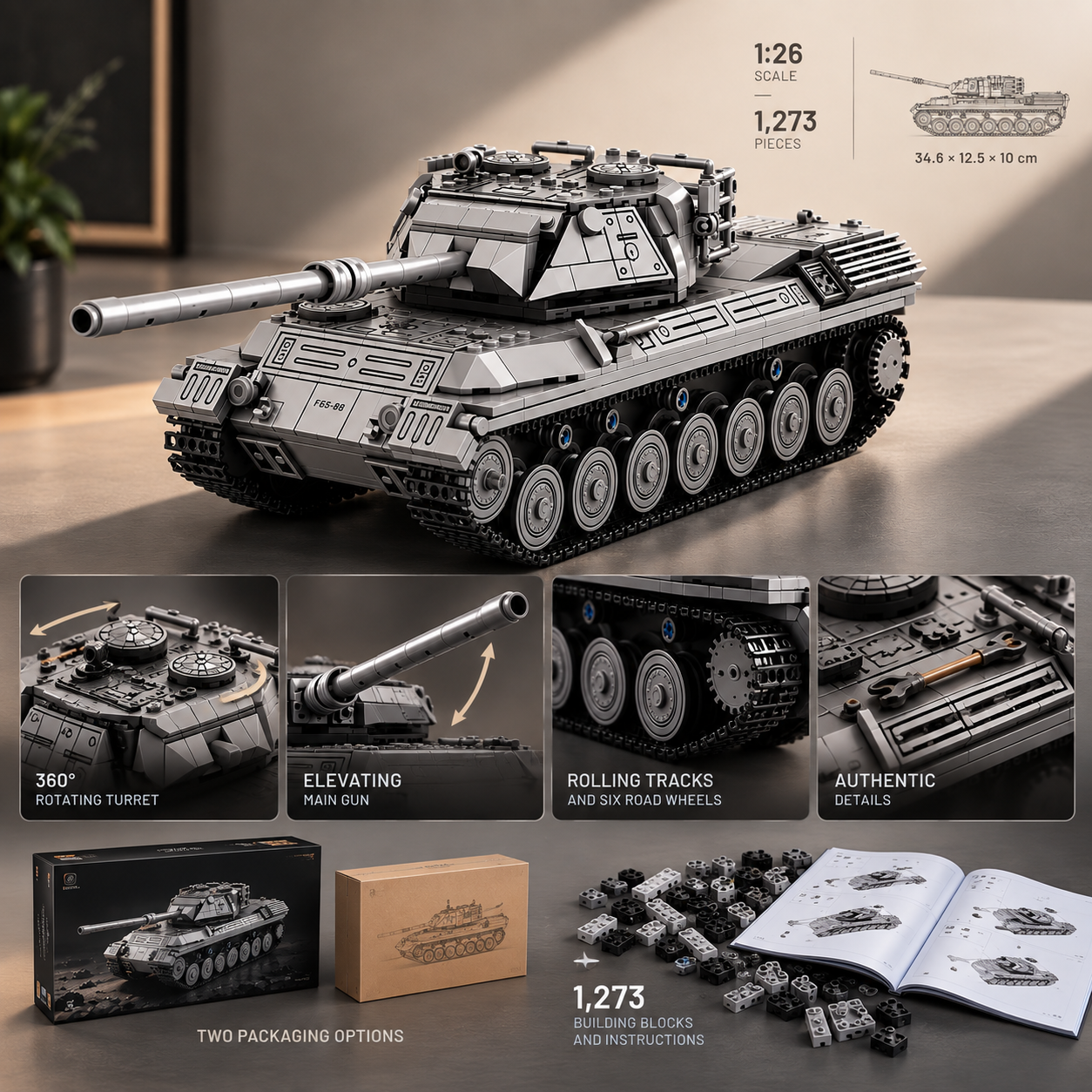TechBricks Battle Tank Building Block Set — 1273pcs
