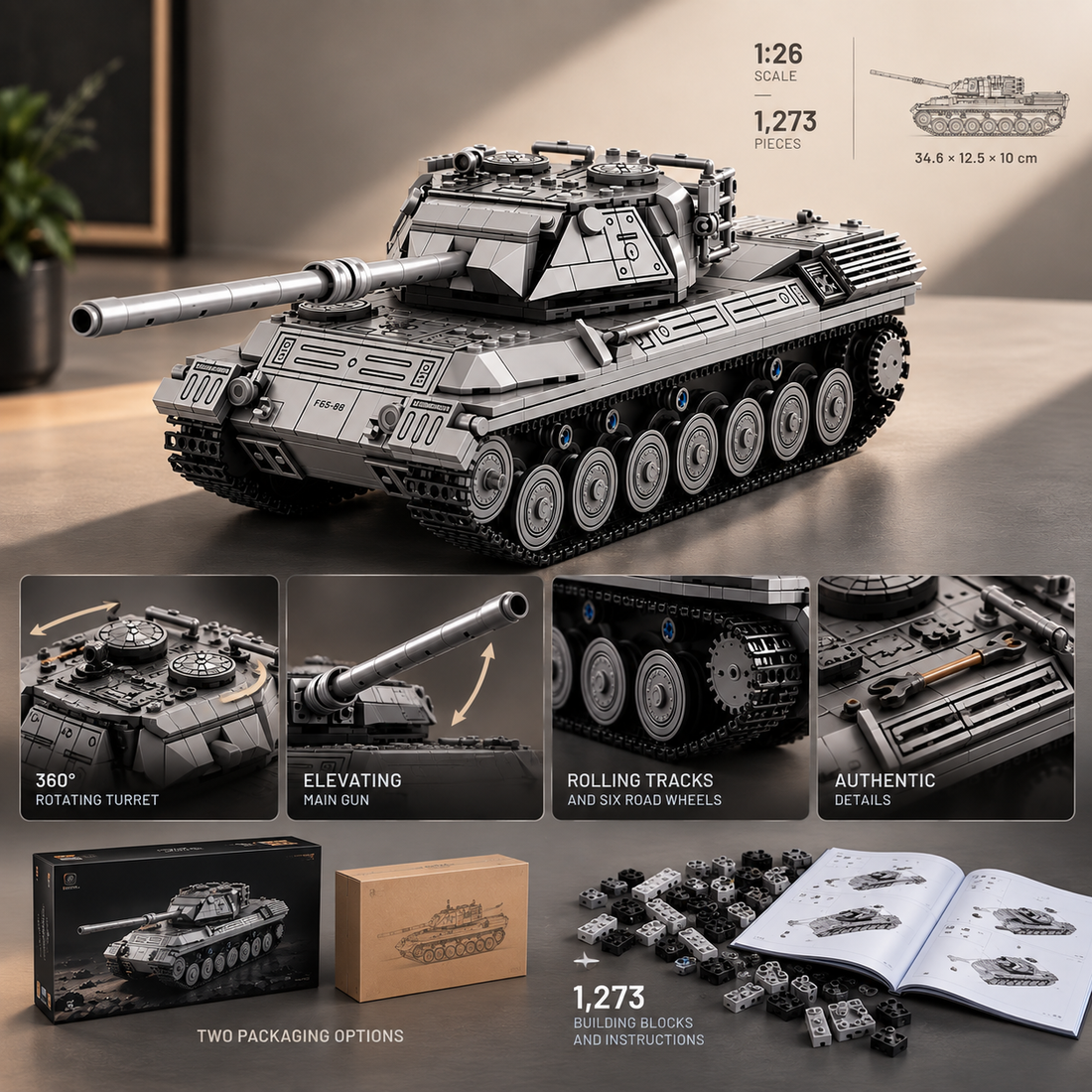 TechBricks Battle Tank Building Block Set — 1273pcs