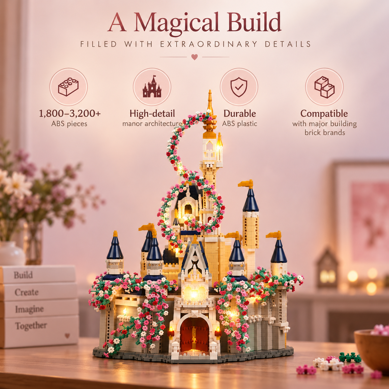 TechBricks Manor Castle Creative Block Set – 1800-3200 Pieces