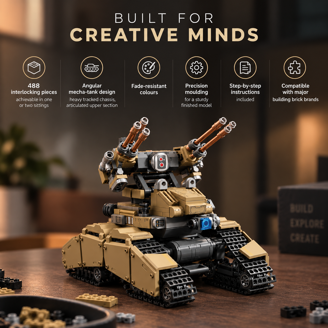 TechBricks Wandering Earth Mecha Tank Building Set – 488 Pieces