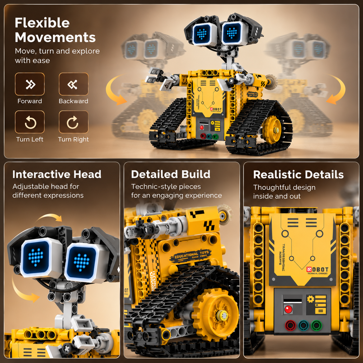 TechBricks Transforming 5-in-1 Remote Control Robot Building Blocks