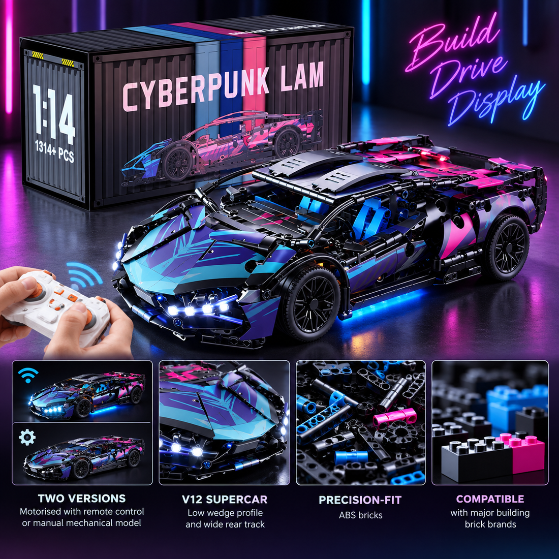 TechBricks V12 Supercar RC Building Block Model