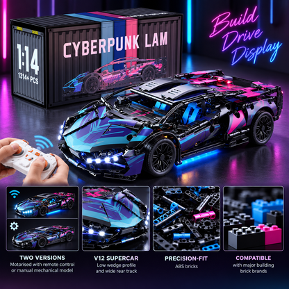 RC V12 supercar building block set by TechBricks