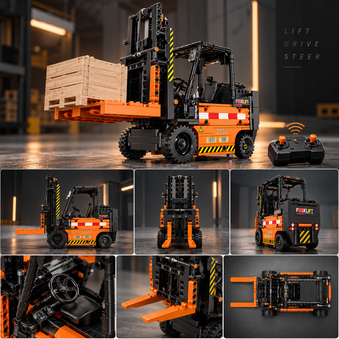 Techbricks Remote Control Forklift MOC Model Building Blocks 662PCS
