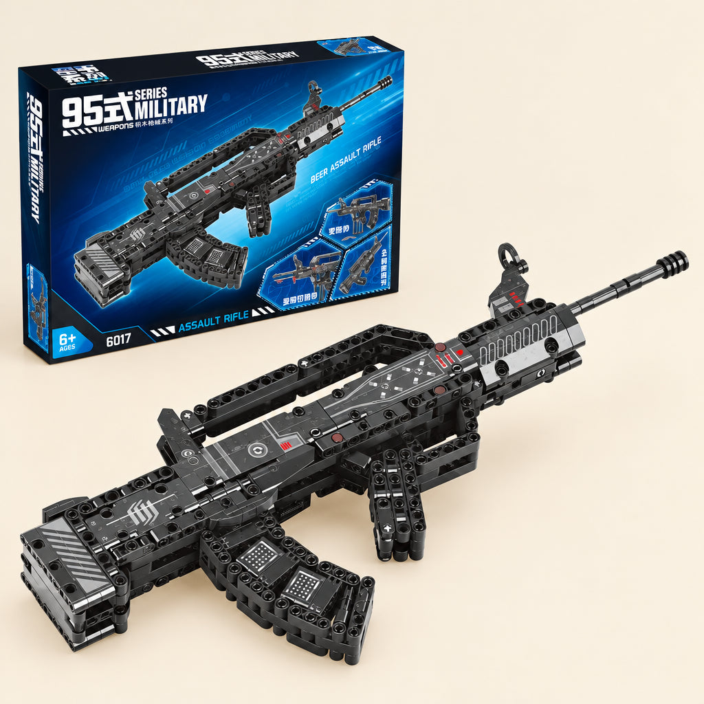 Military rifle display model building set by TechBricks