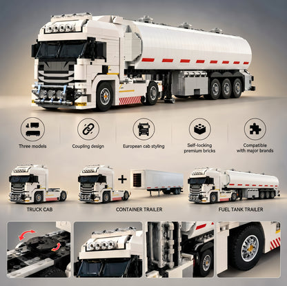 Truck and container trailer building block set by TechBricks