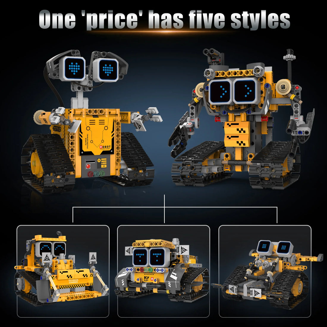 TechBricks Transforming 5-in-1 Remote Control Robot Building Blocks