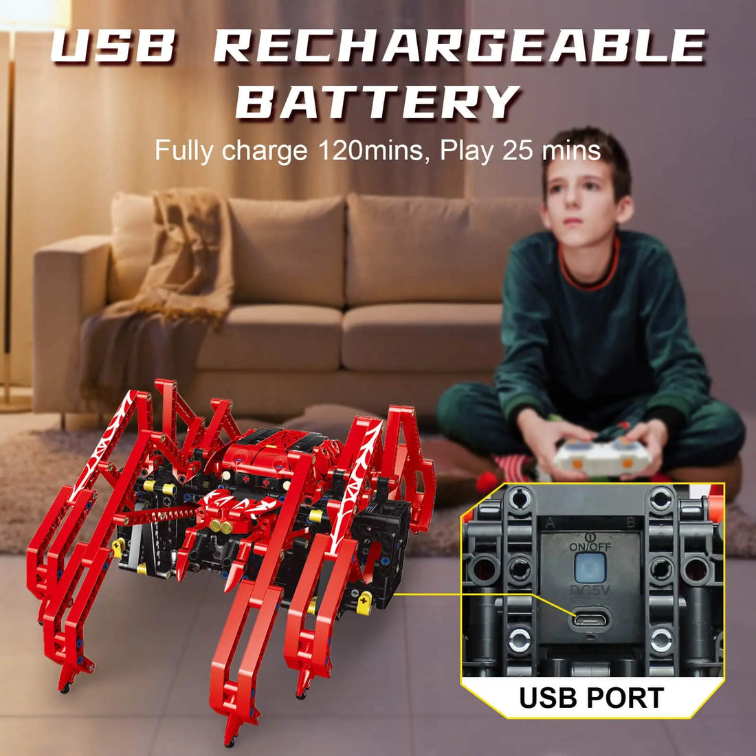 TechBricks Remote Control Spider STEM Building Kit for Kids