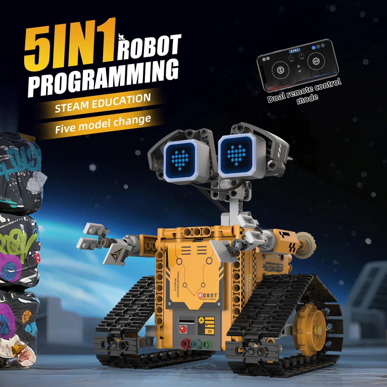 TechBricks Transforming 5-in-1 Remote Control Robot Building Blocks
