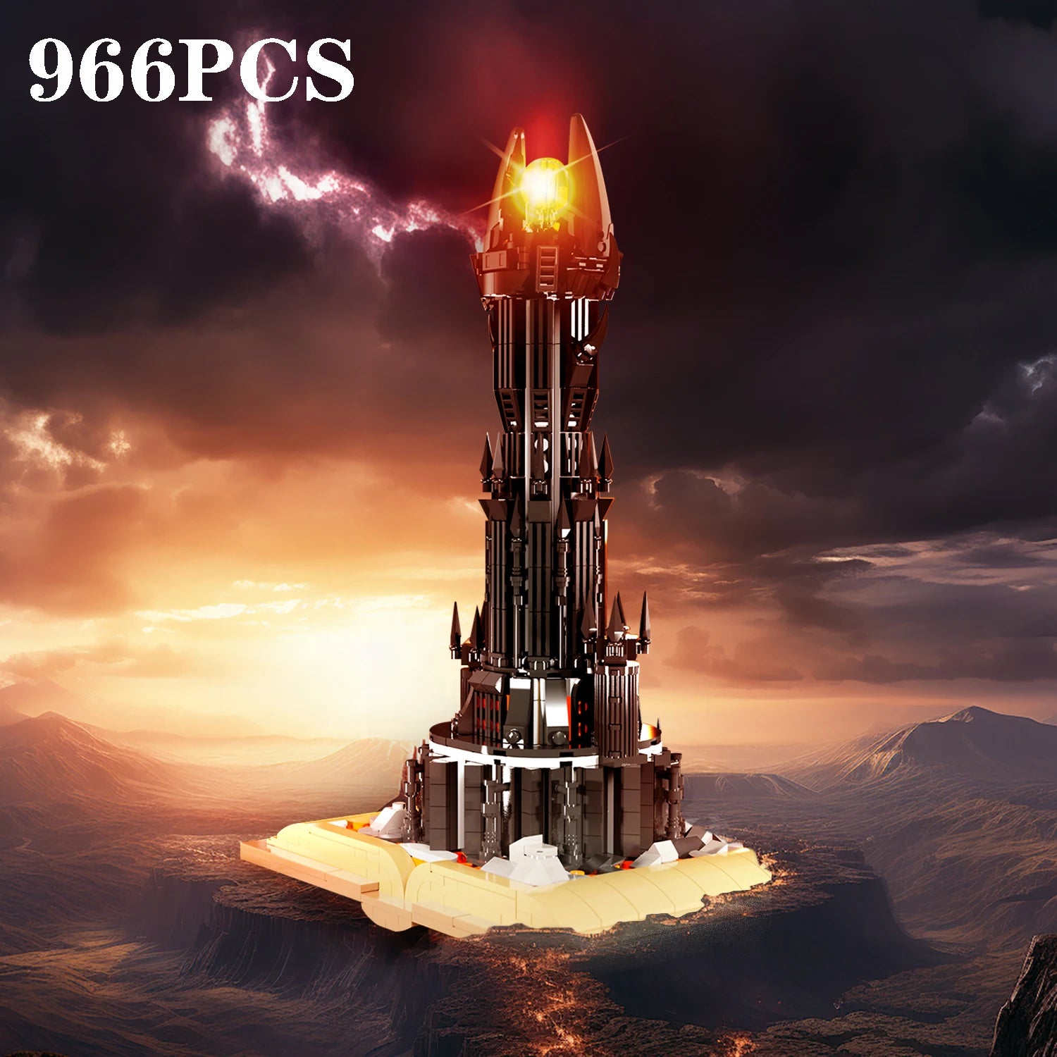 TechBricks Magic Castle Building Blocks Set with Lights - 966 Pieces