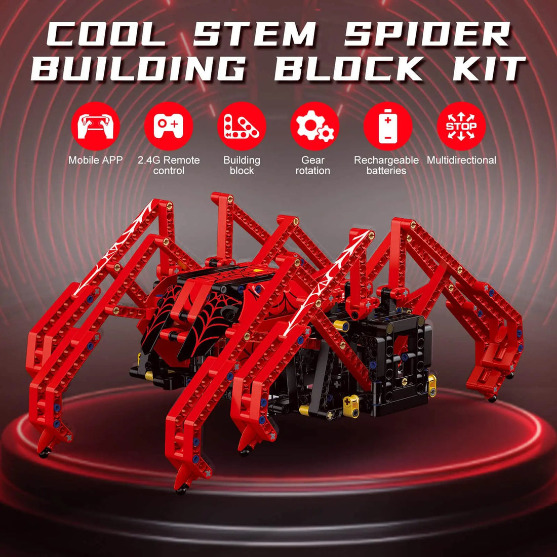 TechBricks Remote Control Spider STEM Building Kit for Kids
