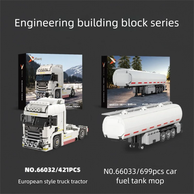 TechBricks Truck & Container Trailer Building Block Set — up to 699 pieces
