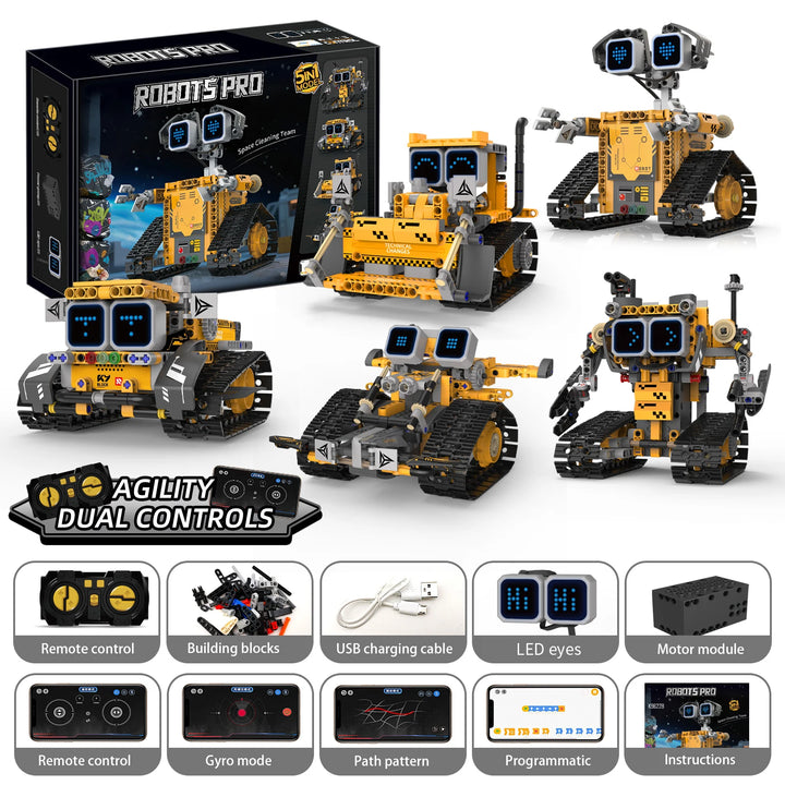 TechBricks Transforming 5-in-1 Remote Control Robot Building Blocks