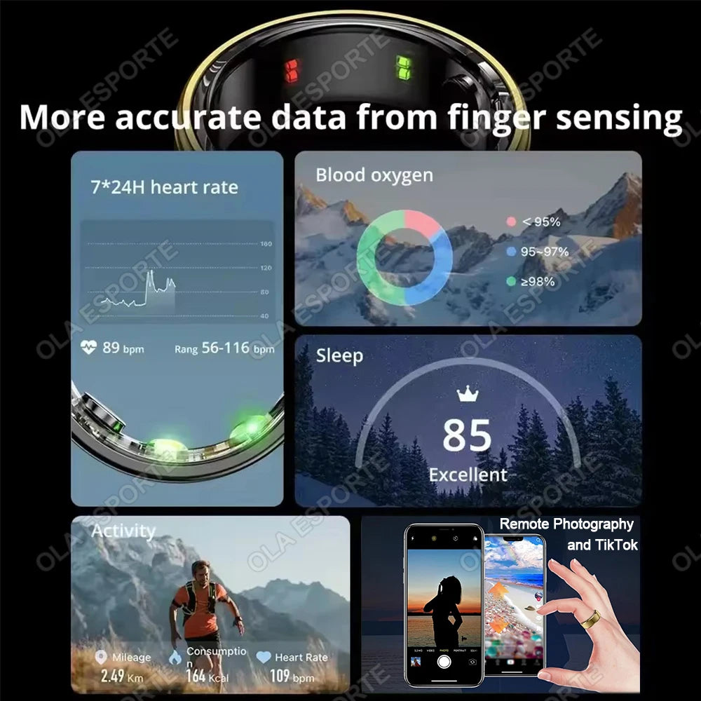 TechBricks 2025 Smart Ring – Blood Pressure, Heart Rate & Sleep Monitor