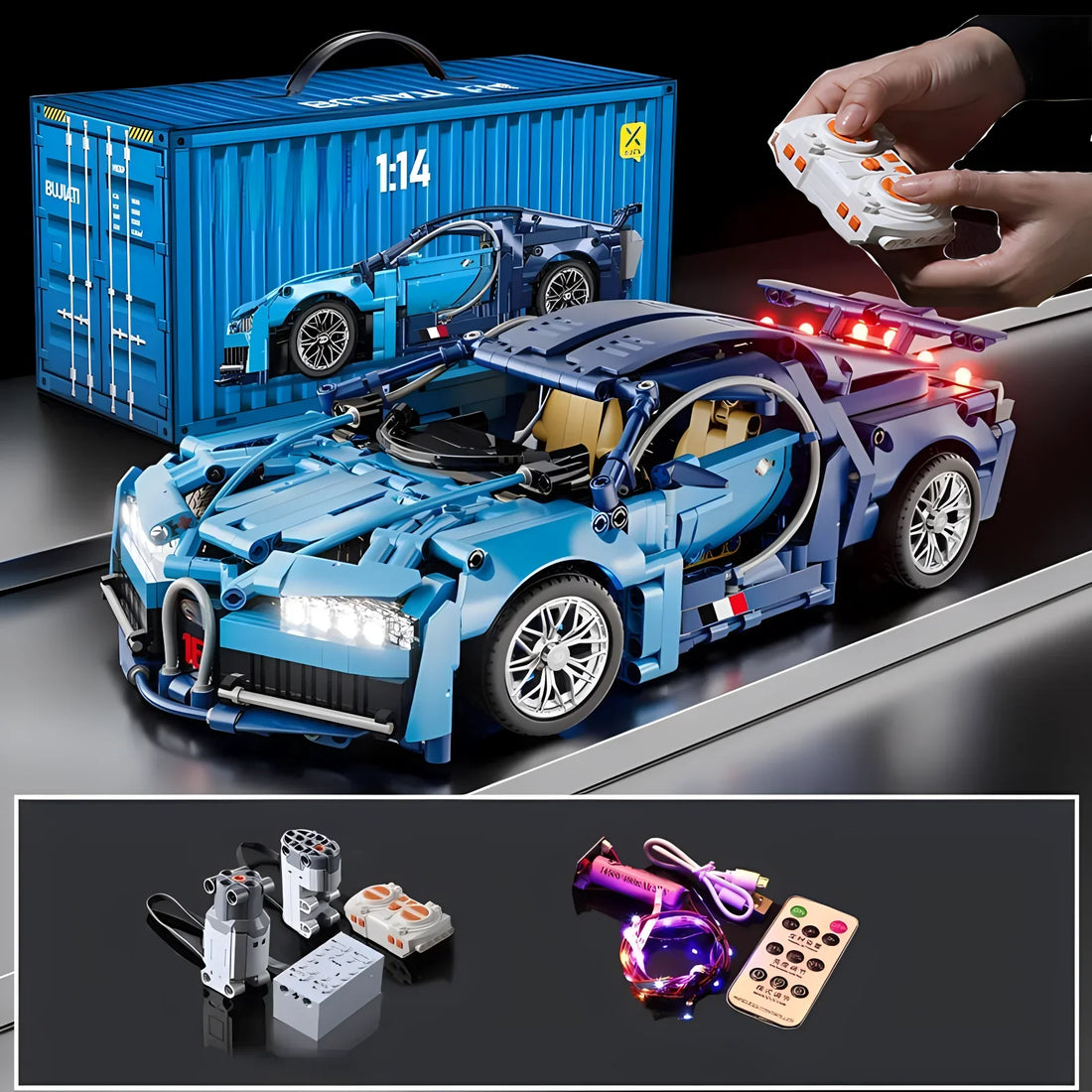 TechBricks RC Roadster Building Blocks Kit - 1310 Pieces