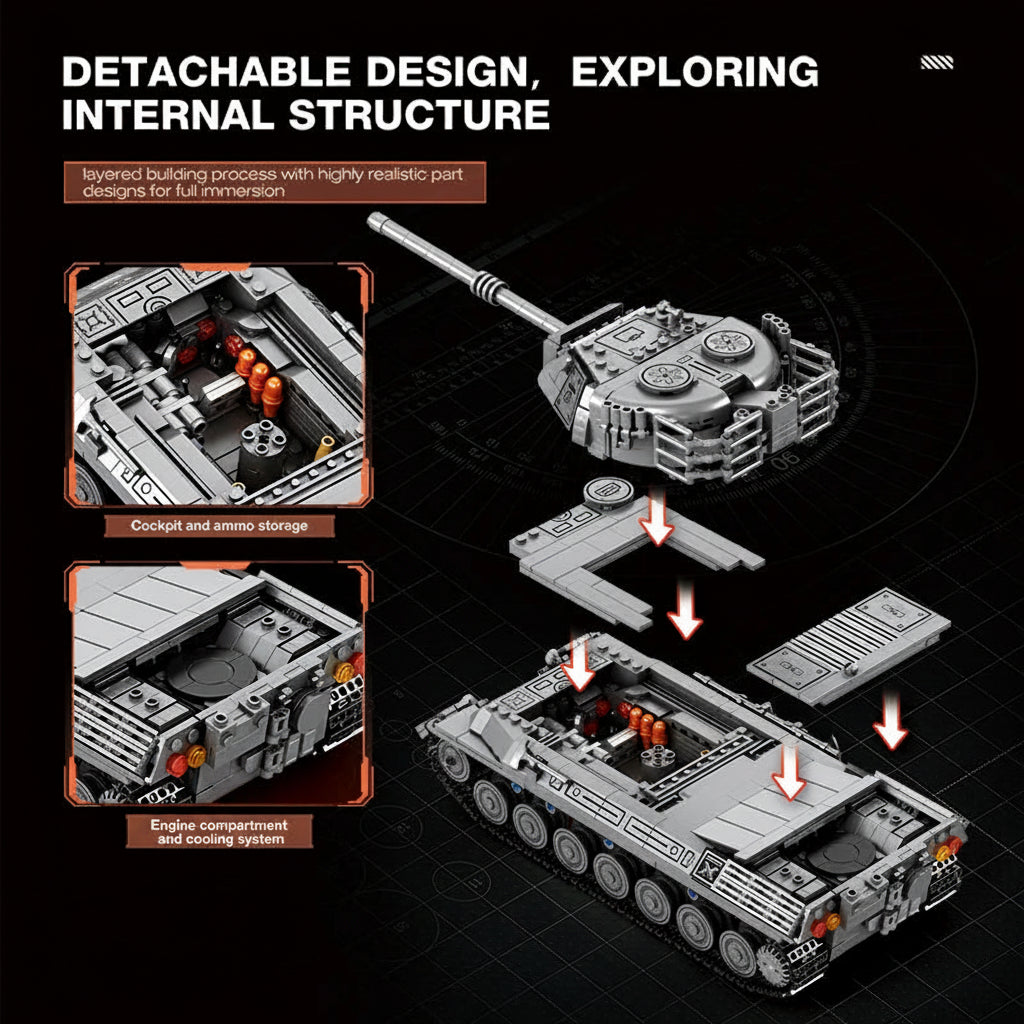 TechBricks Leopard 1 Main Battle Tank Building Block Set — 1:26 Scale, 1273pcs