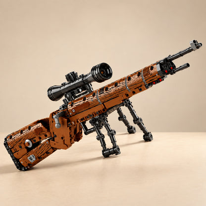 Military rifle display model building set by TechBricks